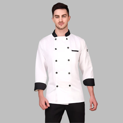 Men's White Casual Style Chef Coat