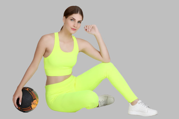 Plain  Neor Green Women sports wear