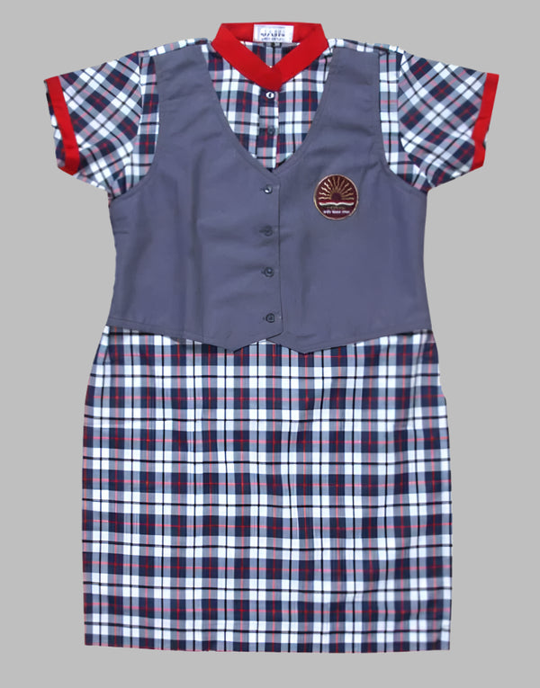 KVS School Girls  Check Kurta With Jacket