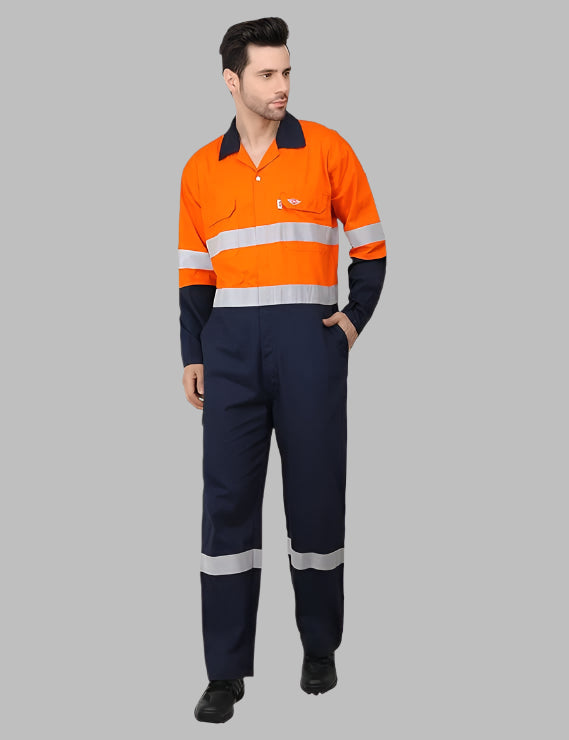 Men's Cotton Boiler Suit Uniform (Orange and Navy)