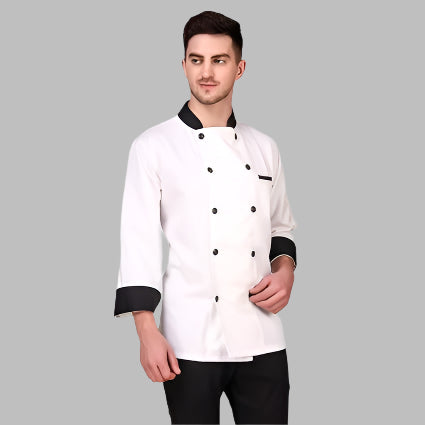 Men's Casual Style White Chef Coat